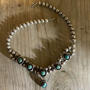 Vintage Sterling Turquoise Bench Bead Choker